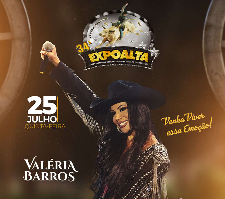 Aagraf anuncia atração de destaque para quinta-feira, 25 de julho Valéria Barros na 34ª Expoalta de 2024